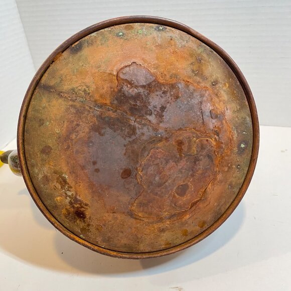 Antique Hand-Hammered Copper & Brass Kettle With Wooden Handle - Picture 6 of 11